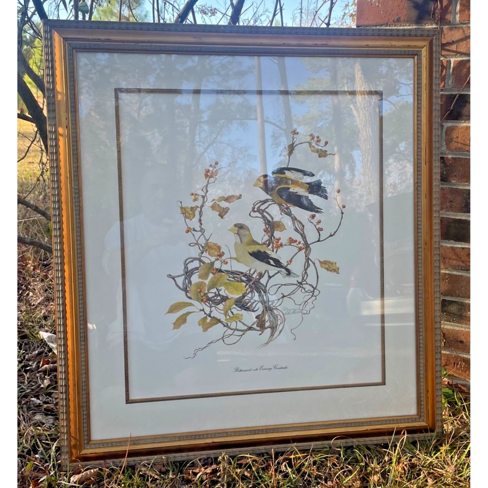 Signed‎ Sallie Ellington MIddleton Bittersweet With Evening Grosbeak